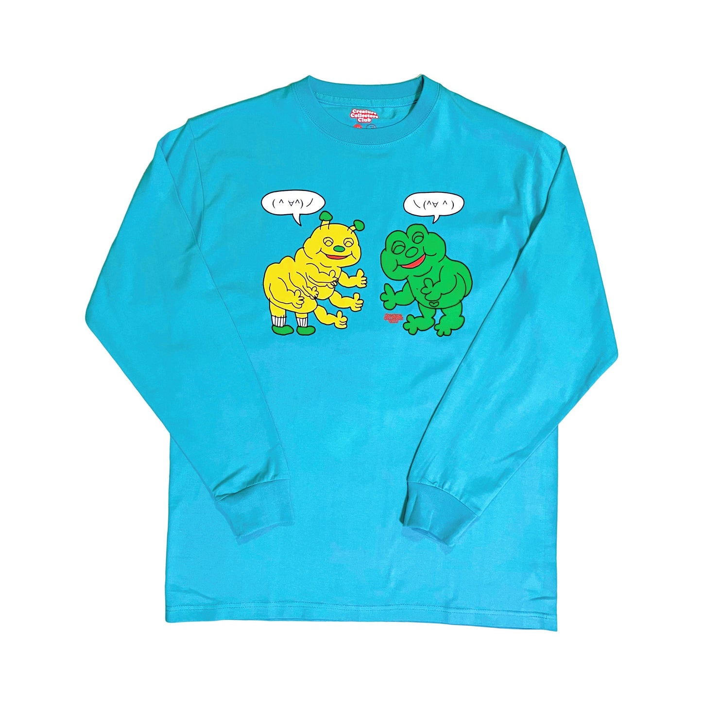 🐛(^ ∀^)ノFriendly Greeting🐸Long Sleeve T-shirt (Blue)🩵